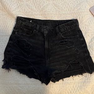 American eagle asymmetrical top black jean shorts
